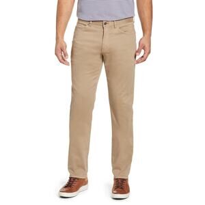 Peter Millar 'Ultimate' Tan Polyester 5-Pocket Straight Leg Sateen Pants Size 35